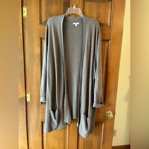 Long beige cardigan sweater